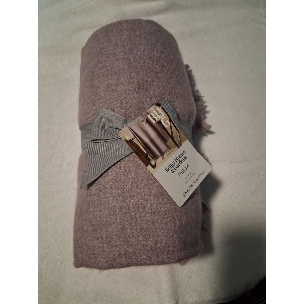 Better Homes & Gardens Faux Cashmere Throw 50x72 Violet Gem Fringe NWT